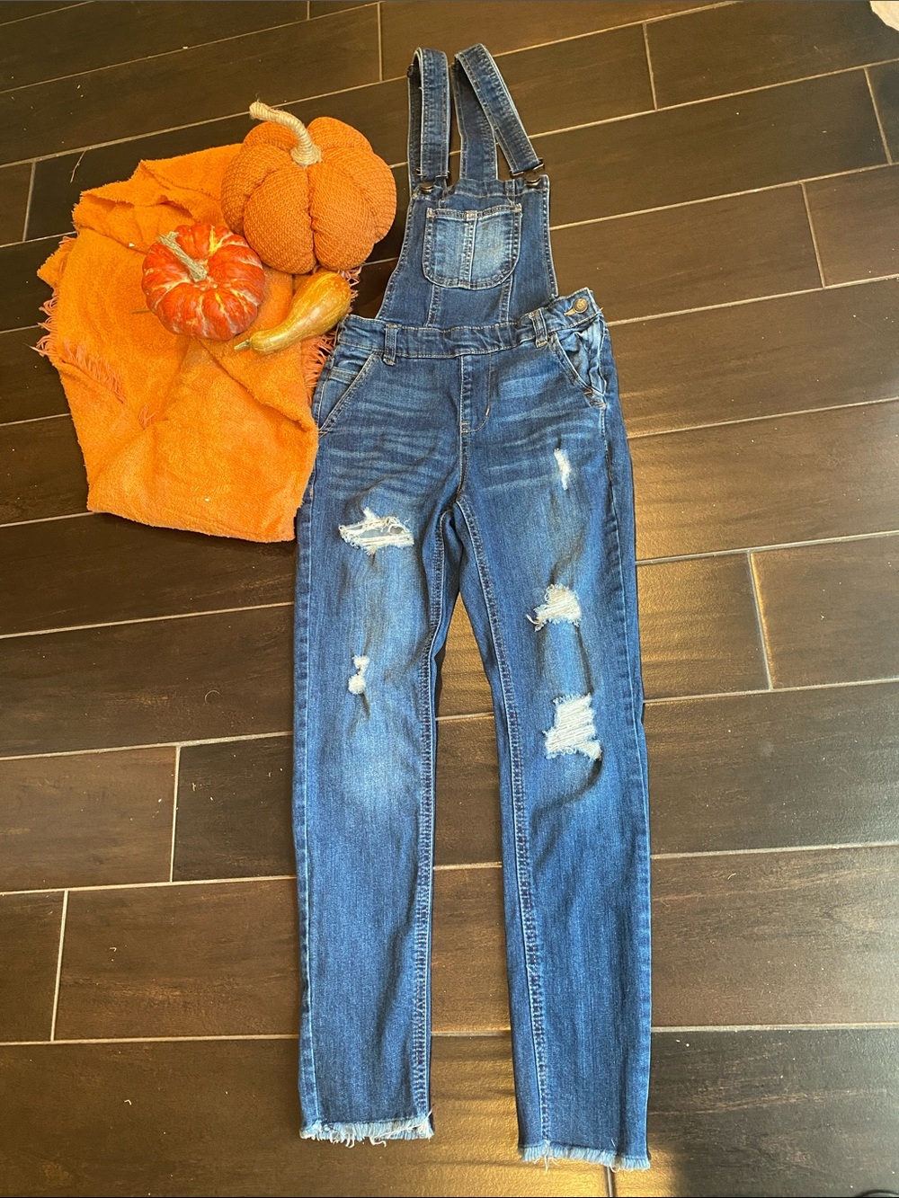 Ci Sono Distressed Blue Denim Overalls size small